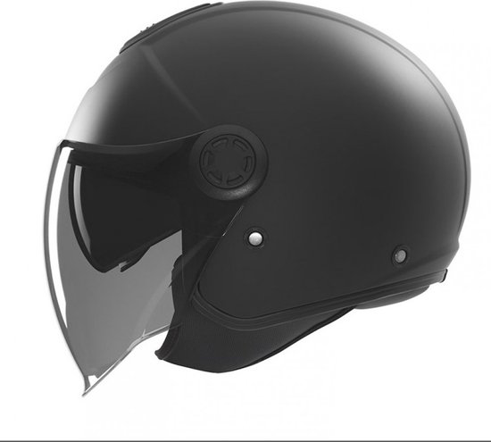 Nox N182 Jethelm met ingebouwd getint zonnevizier - Mat zwart - Motorhelm - Brommer helm - Snorfiets helm - Snorscooter helm - Scooter helm - Maat: M - 57 tot 58cm hoofdomtrek