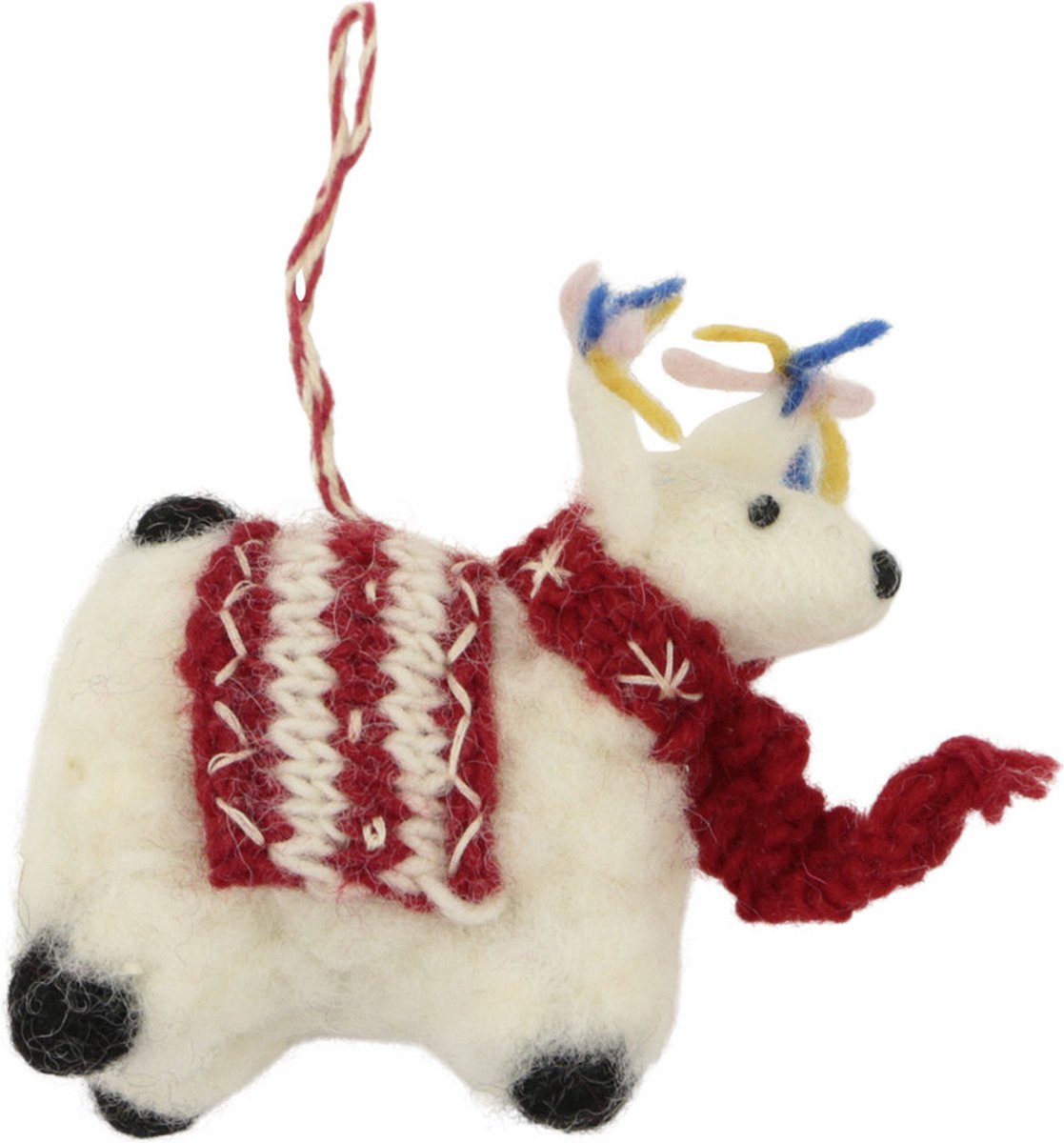 Ornament vilt kerst lama sjaal/trui rood
