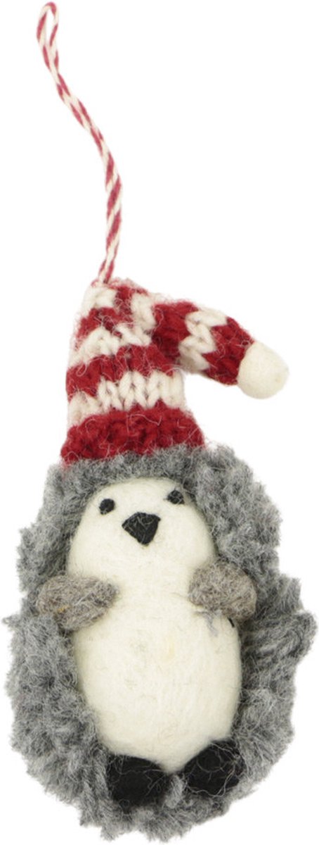 Ornament vilt kerst egel muts rood