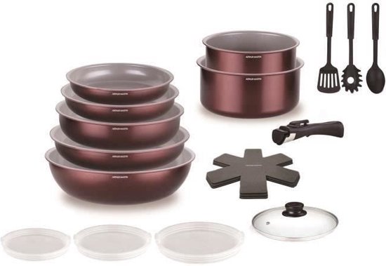 Tefal Ingenio IH Brown Unlimited - Batería de cocina (13 piezas) para todo tipo de fuegos e inducción, L3859292