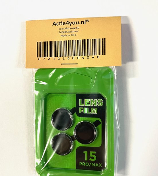 Actie4you® - Protection en verre pour appareil photo - Convient pour iPhone 15 pro max - Protecteur d'objectif - Protecteur lens d'appareil photo - Zwart