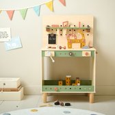 Petite Amélie Werkbank Speelgoed Naturel & Groen - Incl. 57 stuks Kinder Gereedschap - Stevig van Hout - Perfecte Hoogte voor de Kleine Klusser