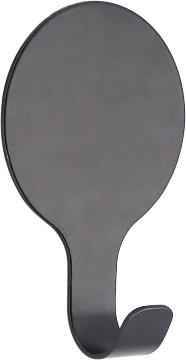Tendance Plakhaakje rond - 1x stuks - 6 x 2,5 x 10 cm - Zelfklevende ophang haakjes - RVS - zwart - keuken/badkamer haken