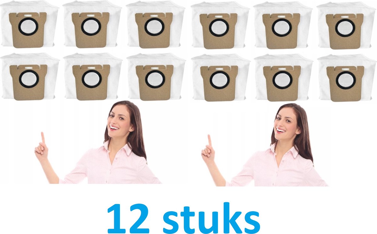 12 x Stofzakken Vervanging voor Dreame L20 Ultra/L10s Ultra/L10 Ultra - grote capaciteit - hoge kwaliteit - Dreame: Bot L20 Ultra Bot L30 Ultra Bot L10s Ultra Bot L10 Ultra Bot L10 Prime Xiaomi: Xiaomi Robot X10 Xiaomi Robot X10 Robot X20+