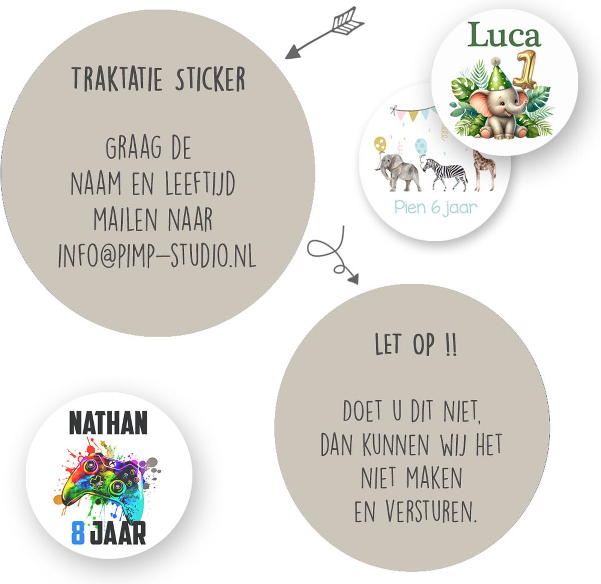 25x Traktatie Stickers Met Naam en Leeftijd - Safari Sunshine - Gepersonaliseerd - Sluitstickers - Kinderfeest Traktatie - Uitdelen - Uitdeeltraktatie - Traktatiestickers Pimp Studio — afbeelding 2
