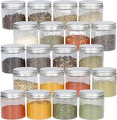 Kruidenpotjes - Plastic potjes met deksel - 20 Stuks - Kunststof Potje voor Kruiden - Aluminium deksel - 80ML