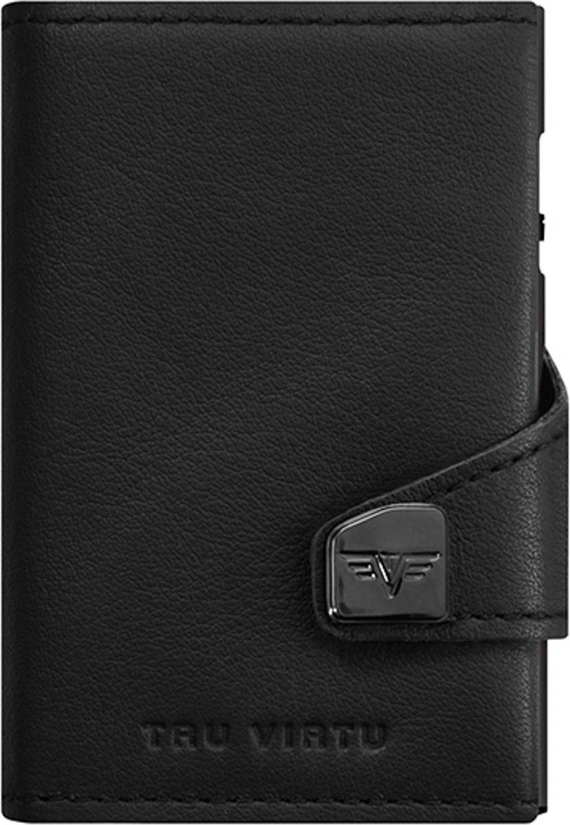 TRU VIRTU Leren Kaarthoes Click & Slide Wallet Nappa Black / Black Zwart