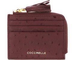COCCINELLE Cuir Étui pour carte de crédit Tassel Ostrich Credit Card Holder Carruba Brun
