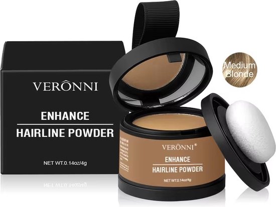 Veronni haarlijn poeder - hairline powder - donker blonde - dark blonde - haargrens - haarstyling - haarpoeder - uitgroei poeder - haarverf