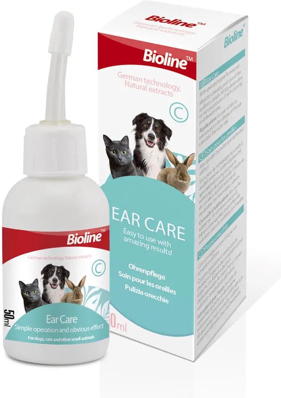 Oorverzorging Hond en Kat - 50ml - verwijdert oormijt en andere irritatries rondom en in de oren