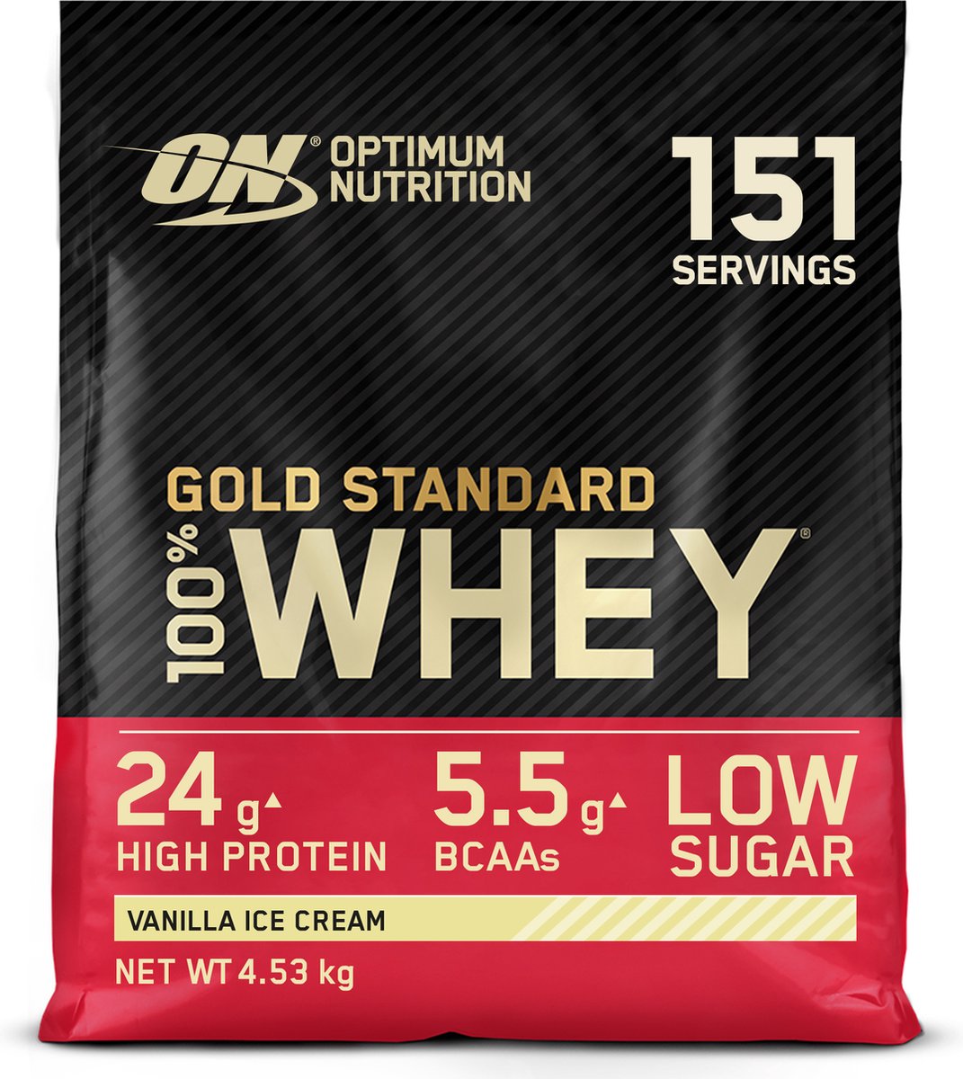 Goedkoopste Optimum Nutrition Gold Standard 100 Whey Protein - Vanilla Ice Cream - Proteine Poeder - Eiwitshake - 4530 gram (146 servings