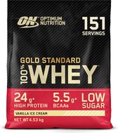 Bol.com Optimum Nutrition Gold Standard 100% Whey Protein - Vanilla Ice Cream - Proteine Poeder - Eiwitshake - 4530 gram (146 se... aanbieding