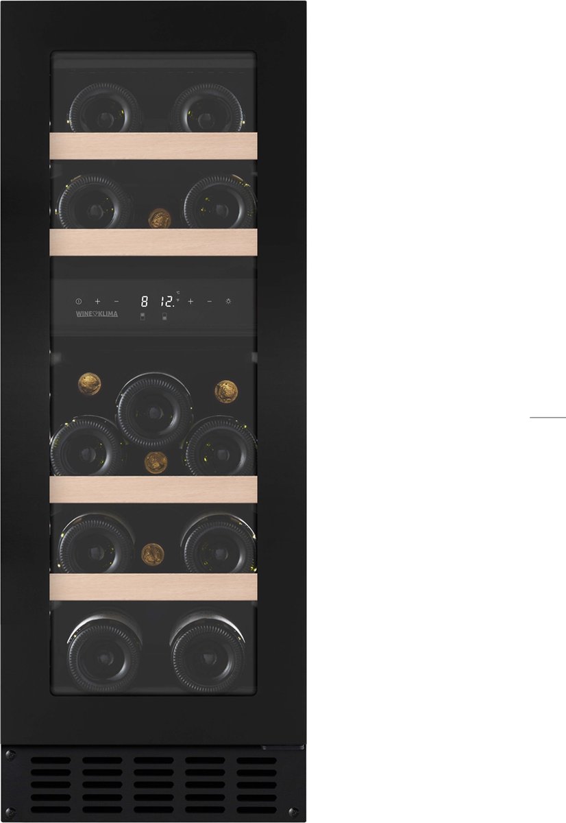 Wine Klima D16-OB72-Push - Zwart - Onderbouw wijnklimaatkast - Zwart - 2 zones - 16 flessen