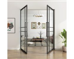 Dubbele stalen taatsdeuren 231,5 x 165,5cm - 6 vlaks
