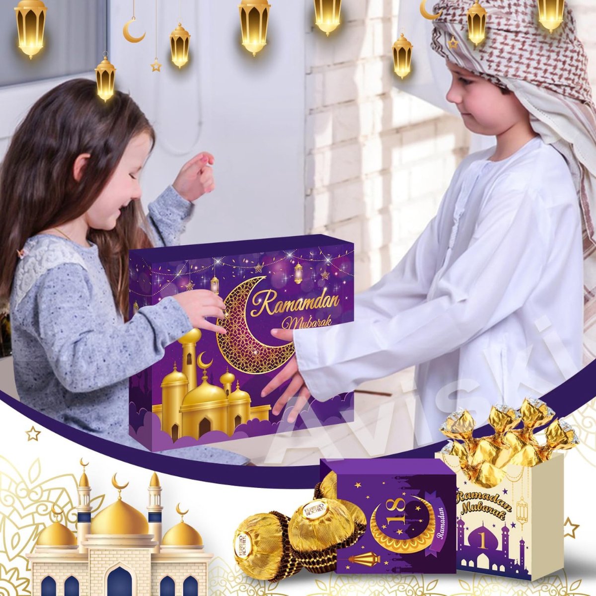 Calendrier Ramadan Acrylique 2025 - Compte à Rebours Aïd Mubarak DIY