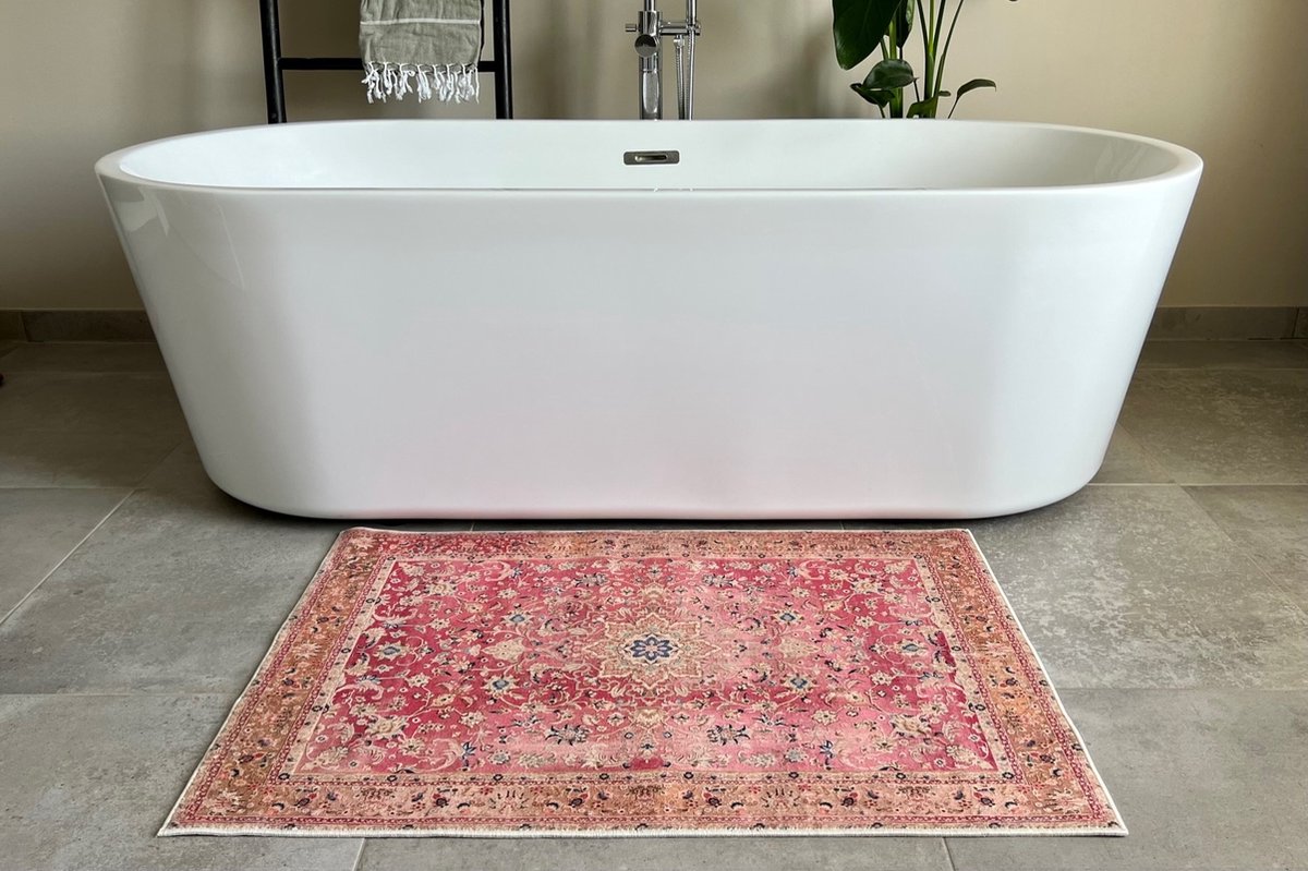 Vintage look badmat | roze | 90cm x 70cm