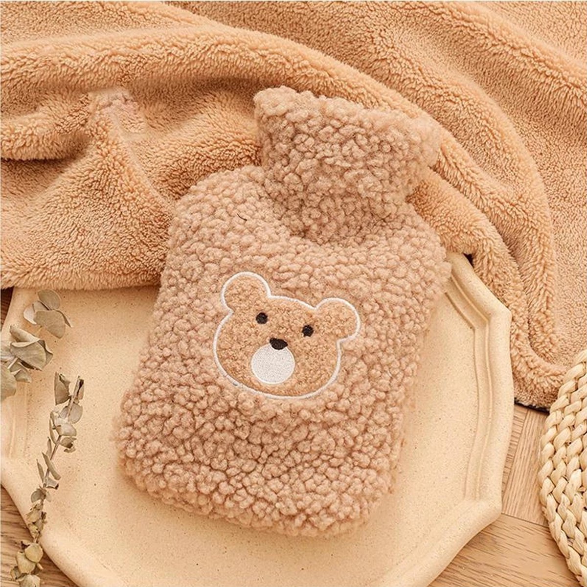 Goedkoopste Warmwaterkruik Teddy Bear - Kruik met Teddy Hoes - Kinderkruik - Warm Water Kruik - 500ML - Bruin