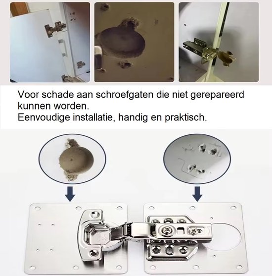 Hoexs Meubelscharnier Reparatieplaat - 4 stuks - +24 Schroeven - Keukenkast - Verstevigen Softclose Scharnier Reparatieset