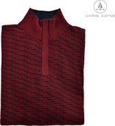 Chris Cayne pull skipper en maille fine rouge - taille XL - pull homme XL - couleur bordeaux/bleu foncé - structure - pull homme avec fermeture éclair courte - mode homme - vêtements pour hommes - tricoté