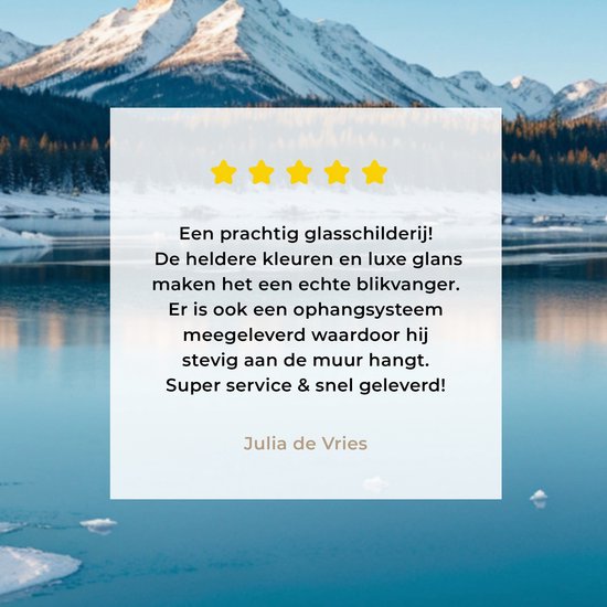 MuchoWow® Peinture sur verre 180x120 cm - Peinture sur verre acrylique - Paysage - Hiver - Lac - Montagnes - Vue - Glace - Photo sur verre - Décoration murale salon - Décoration murale chambre - Peintures