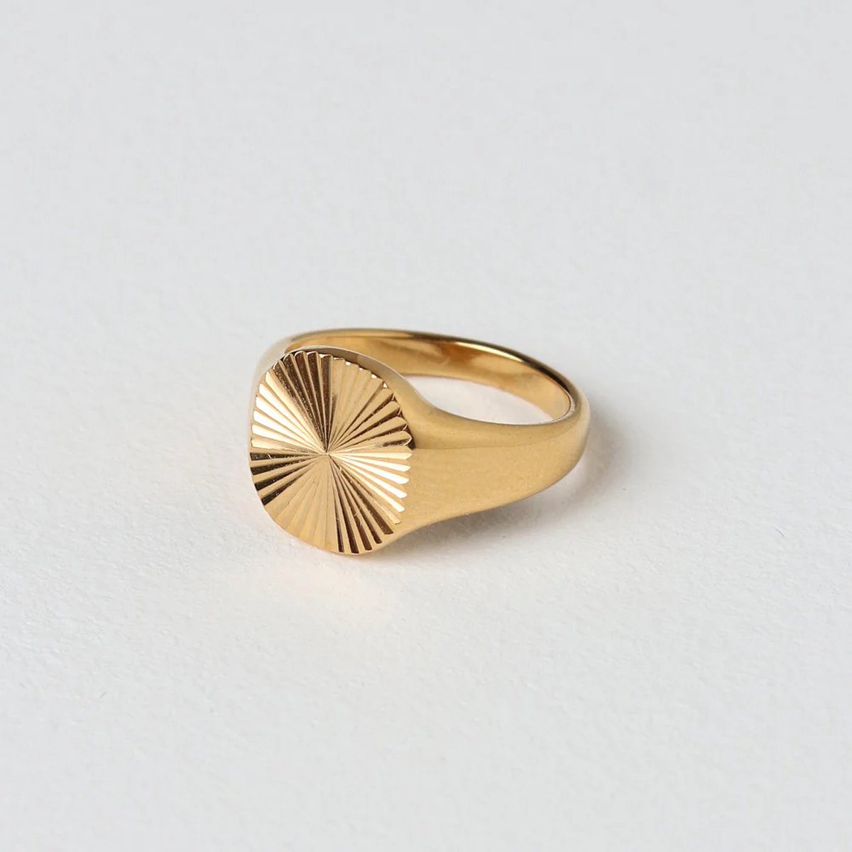 Elementos® Sunbeam Disc Ring - 17.25mm - Gold Plated - RVS - Dames Ring - Cadeau voor Vrouwen - Sieraden