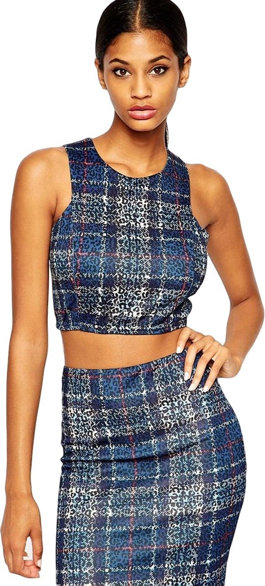 John Zack blauw geruite top