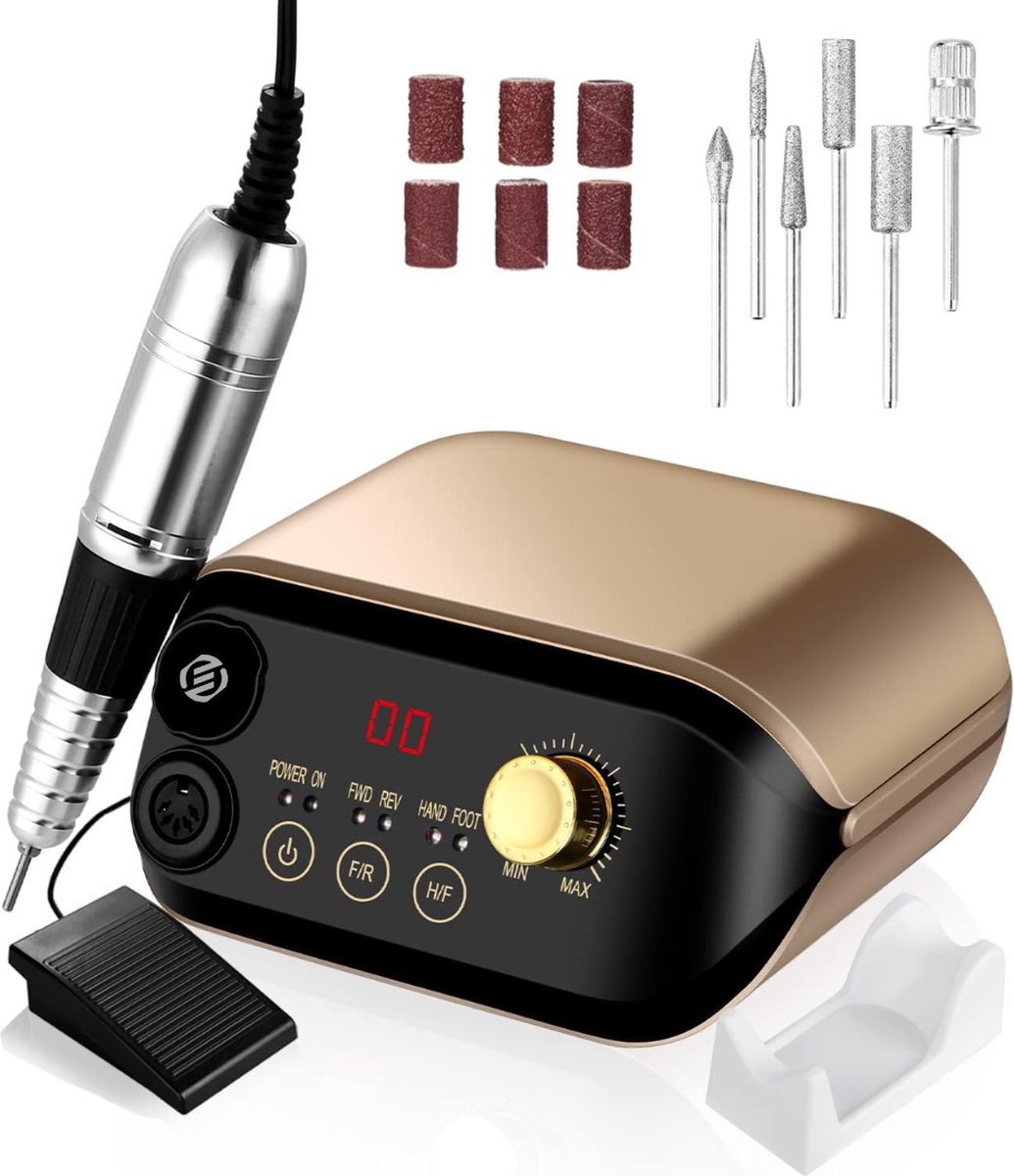 Equivera Nagelfrees - Nagelfrees set - Nagelfrees elektrische - Nagelfrees Electrisch - Nagelfrees Manicure Pedicure - Manicure set - Manicureset - Pedicureset - Pedicure set - Nagelfrees Machine - Elektrische nagelvijl voor gelnagels - Nagelfreesmac