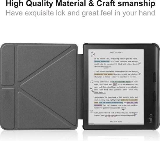 e-Reader Hoesje Origami Book Case met Wake/Sleep-functie - Kobo Libra Colour Hoesje - Rood van EasyAcc — afbeelding 3