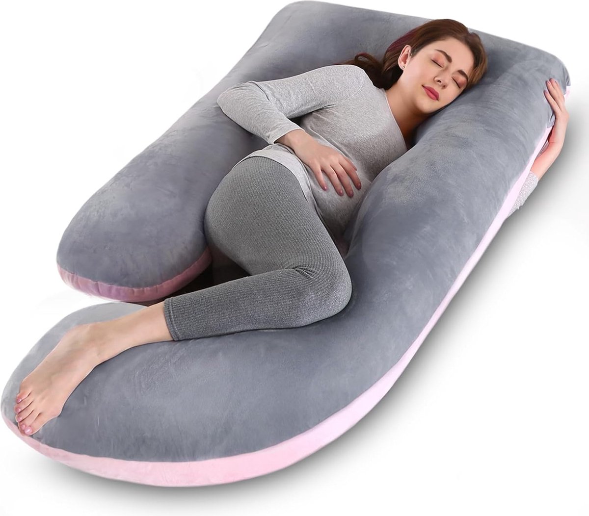 Goedkoopste Inovra ® Ergonomisch J-vormig Lichaamskussen voor Zwangere Vrouwen met Afneembare Hoes en Extra Steun