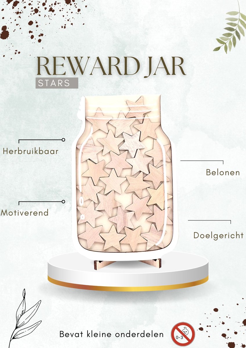 Goedkoopste Beloningspot - Kinderen Belonen - Zindelijkheid - Kind Beloningsysteem - Beloningssysteem - Reward jar - Klein kado - Stars - Sint kado - Kerst kado - 14 x 21 cm