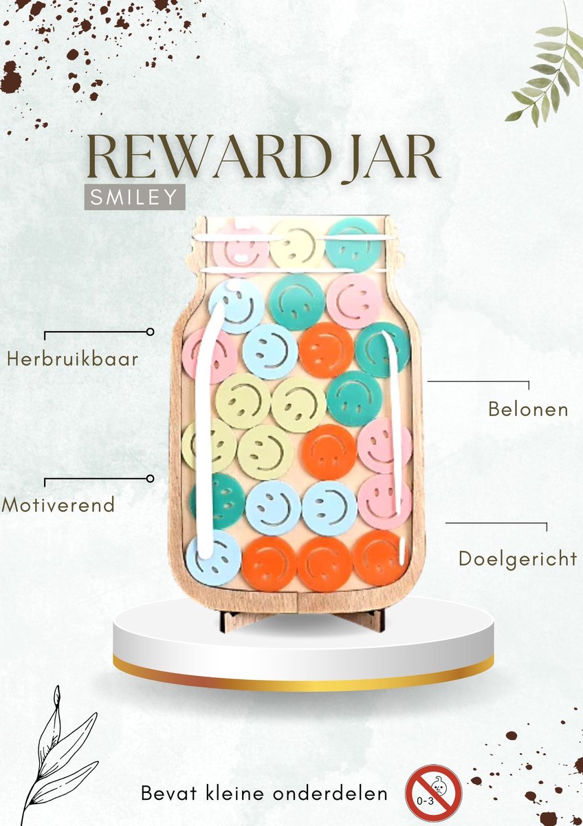 Goedkoopste Beloningspot - Kinderen Belonen - Zindelijkheid - Kind Beloningsysteem - Beloningssysteem - Reward jar - Klein kado - Smiley - Sint kado - Kerst kado - 14 x 21 cm