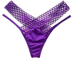 Semi-transparante hoge taille string - Vrouwen slip one size - XS, S en M - Crossband - Uitgehold