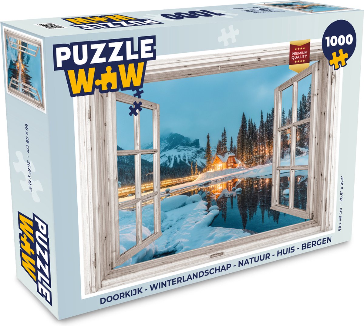 Puzzel Doorkijk - Winterlandschap - Natuur - Huis - Bergen - Legpuzzel - Puzzel 1000 stukjes volwassenen