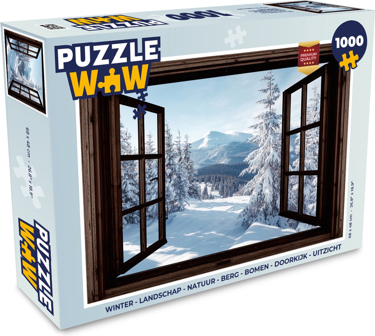 Puzzel Winter - Landschap - Natuur - Berg - Bomen - Doorkijk - Uitzicht - Legpuzzel - Puzzel 1000 stukjes volwassenen