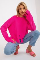 Pull surdimensionné en tricot épais pour femme rose court taille unique