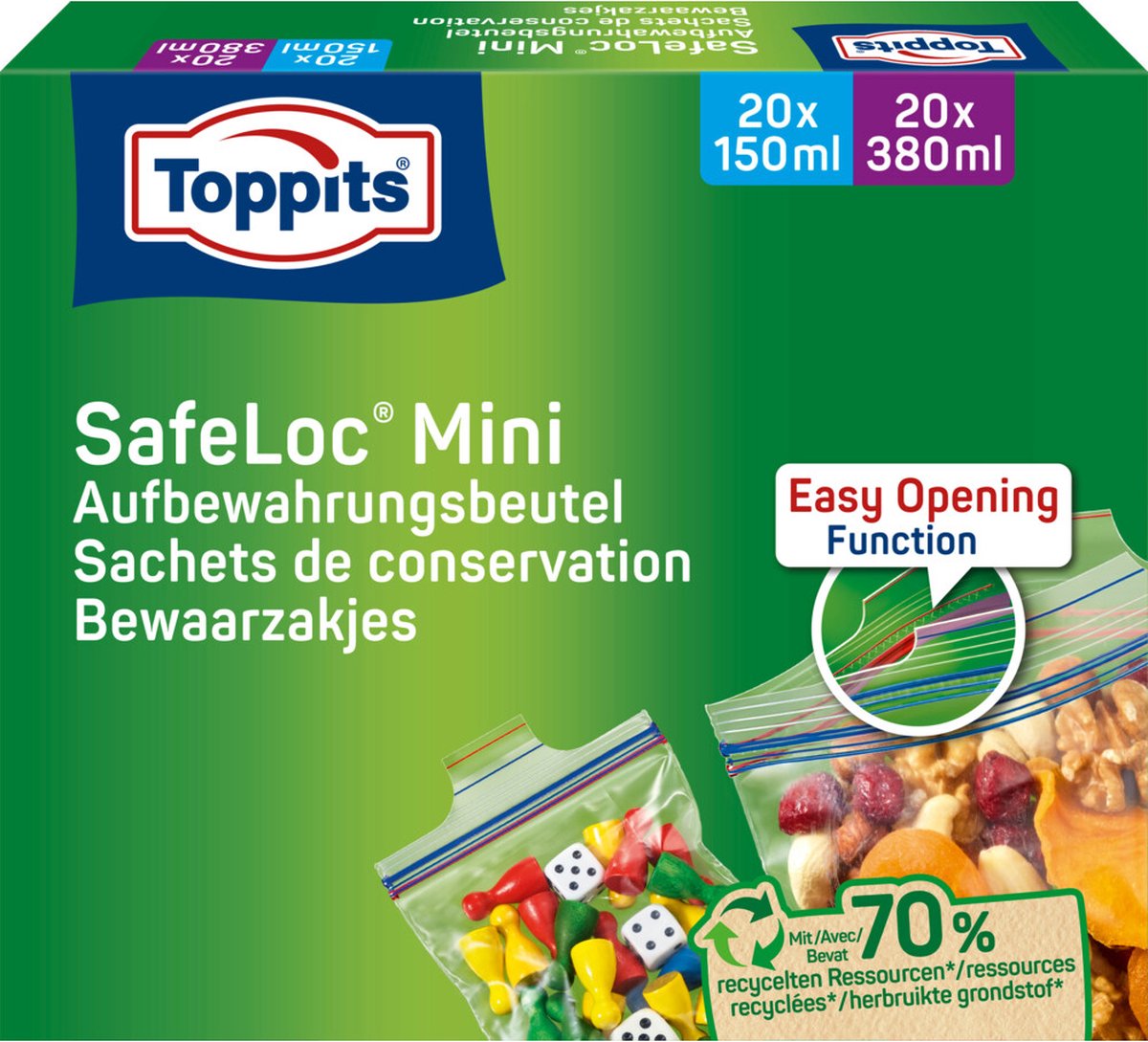 Goedkoopste 3x Toppits Safeloc Mini Zip-Zakjes 40 stuks