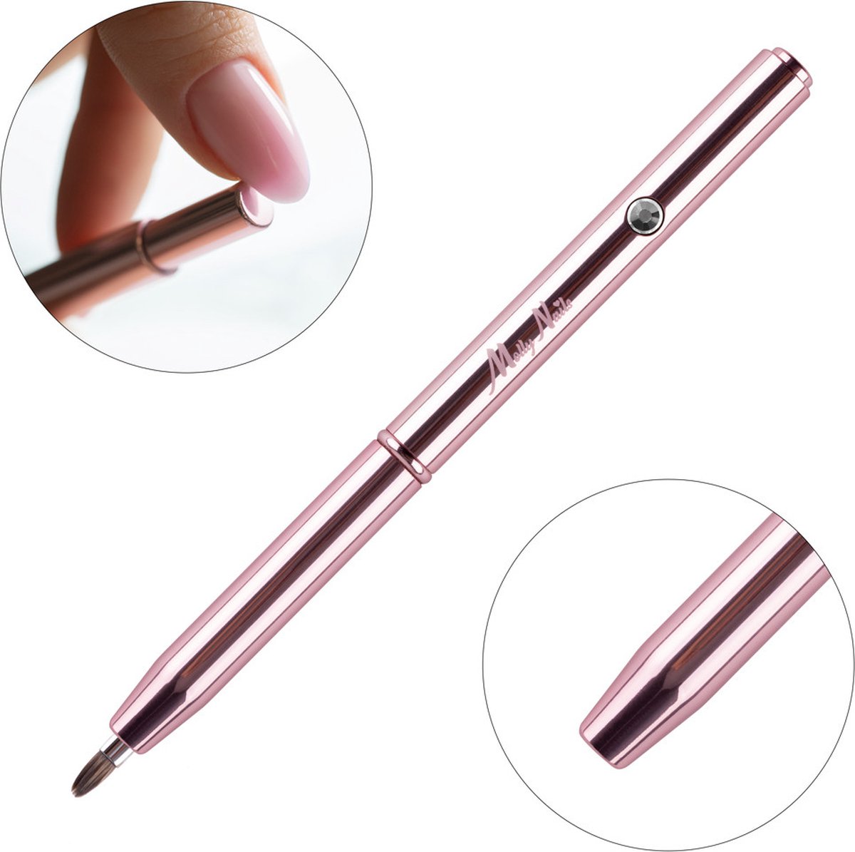 Goedkoopste Molly Nails Gel Penseel Dun Ovaal Automatische Gold Rose 7.5mm, Buildergel, Gellak, Gel, Nailart, Nagelstyliste, Manicure, Nagels, Biab, Rubberbase, Caramdia