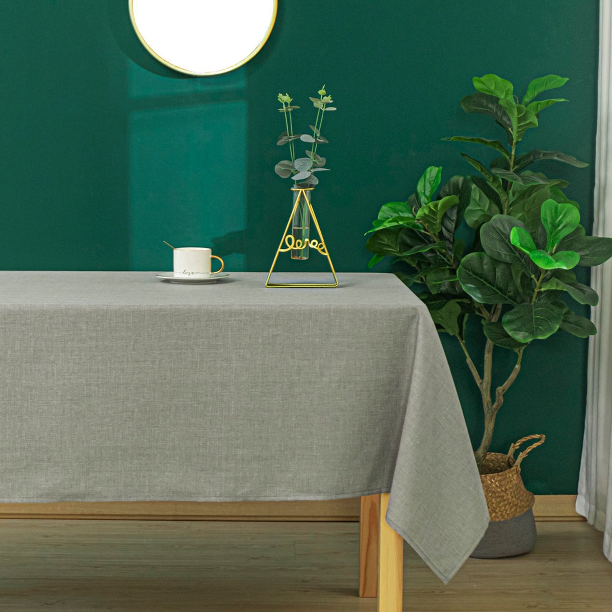 Tafelkleed Uni Lichtgrijs 145x240cm - Tafellaken Polyester - Vocht- en vuilafstotend