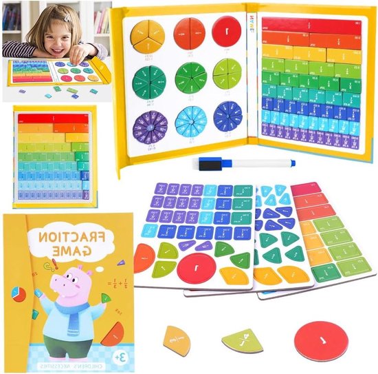 STEM Magnetic Fraction Learning Book – Math Master Set With Fraction Tiles, Teaching Aid For Classroom & Homeschool