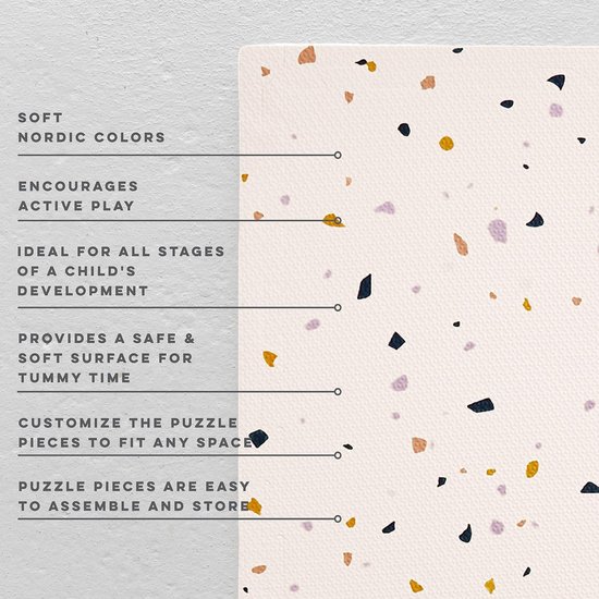 NilaFee™ - Speelkleed - Speelmat - Kruipmat - Puzzelmat - Baby - Foam - 120 x 180 cm - Uitbreidbaar - Yoga mat - Fitnessmat - Vloerbeschermer - Terrazzo Pink