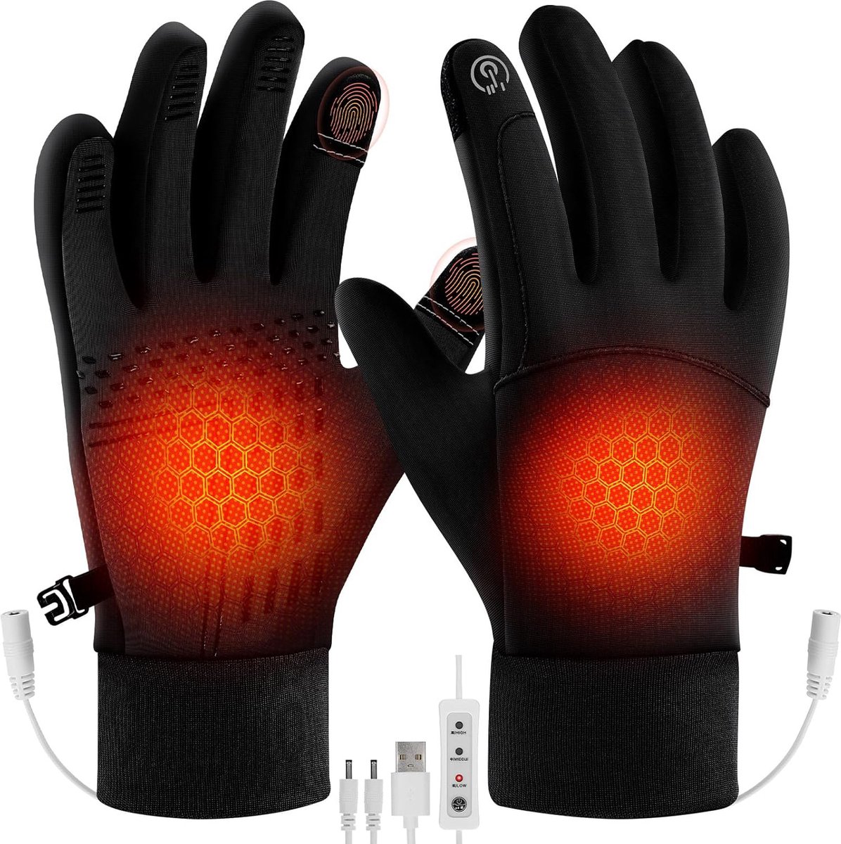 oCreon USB Verwarmde Handschoenen voor Mannen en Vrouwen - Elektrische Thermische Wanten met 3 Temperaturen