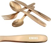 Couverts pour enfants avec gravure de nom sympa - Emiel - Or rose