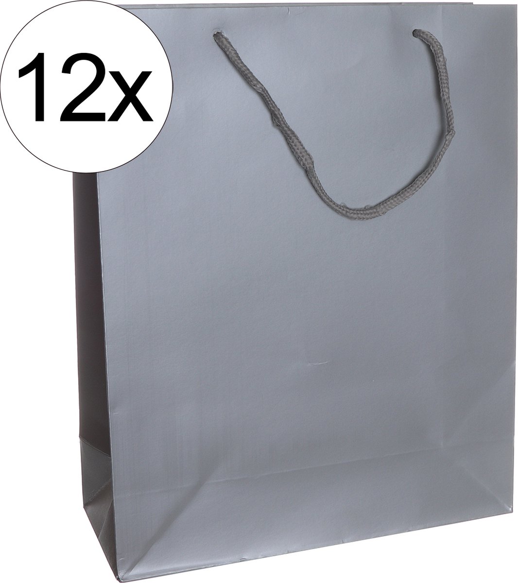 12st. stevige draagtassen papier (26x32x10)cm zak cadeautasje gift bag verpakking gedraaid koord greep