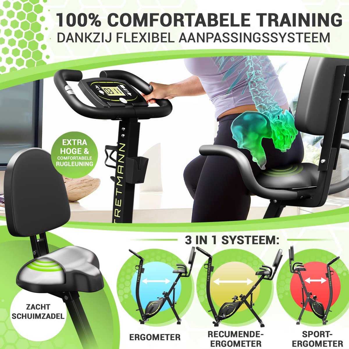 Tretmann - 3in1 Hometrainer Fiets opvouwbaar - stil & - afbeelding 2