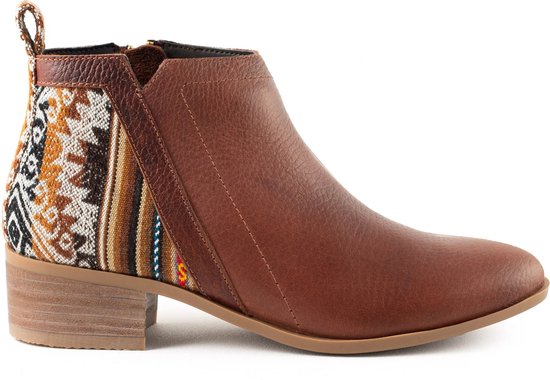Inkkas, Bottine en cuir marron, Femme, Bottines, Daim, Imprimé Old Western , Semelle en caoutchouc, Taille 40