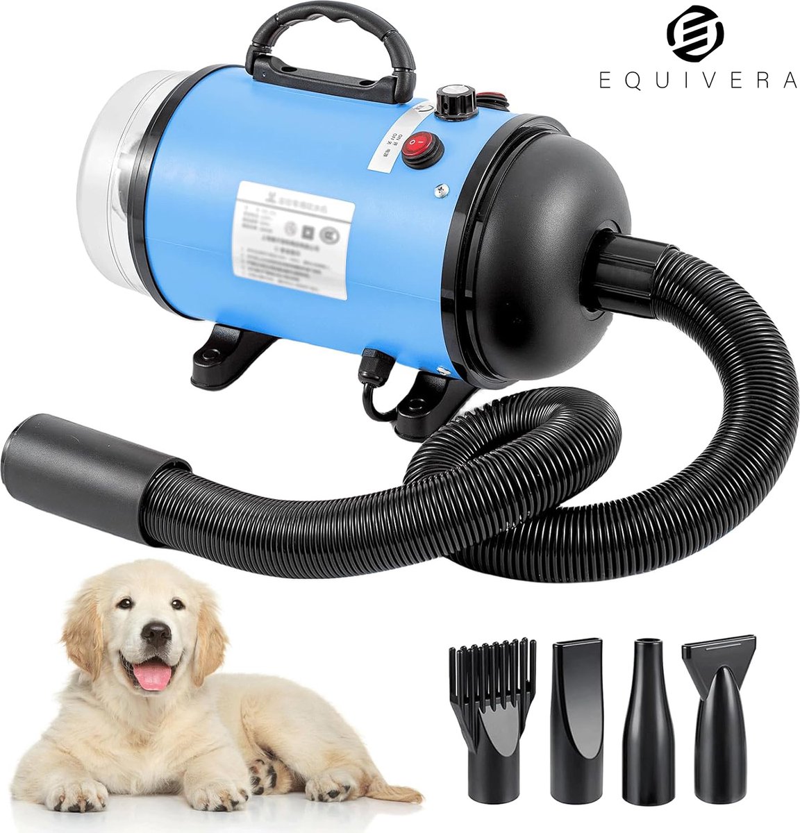 Equivera Hondenfohn - Waterblazer - Geschikt voor alle Honden - Extra Stil - Compact - Verstelbaar Vermogen