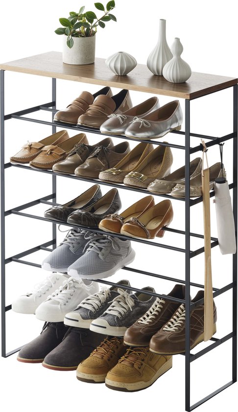 Yamazaki Schoenenrek met Houten Plank - Tower - Wit – vtwonen