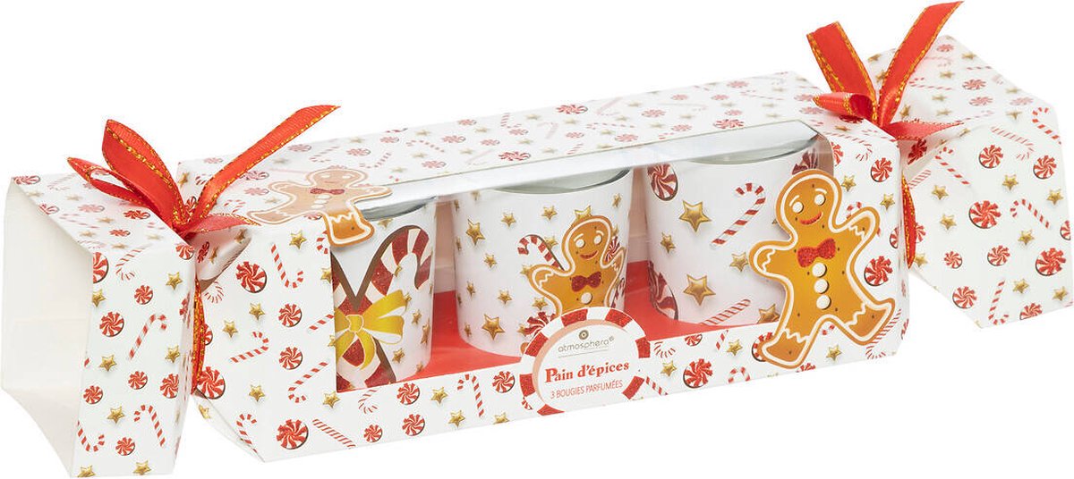 Feeric lights & Christmas Set van geurkaarsen met kerstprint, 3 stuks Blanc froid