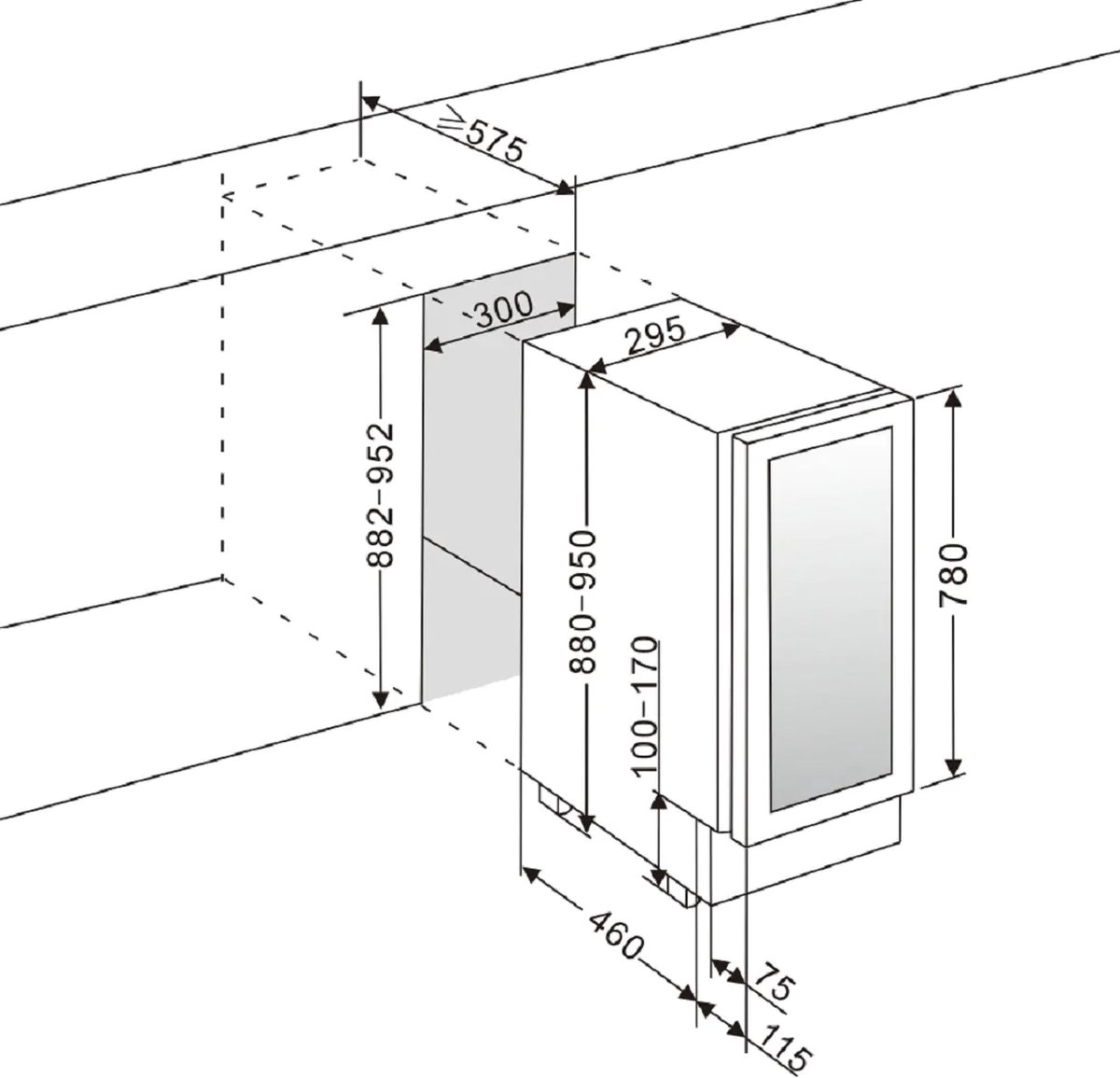Wine Klima D20-OB78-Push Wijnklimaatkast Onderbouw 2 Zones 20 Flessen - afbeelding 3