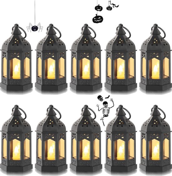 Lights4fun Salcombe 2-delige set houten lantaarns met LED-kaars, werkt